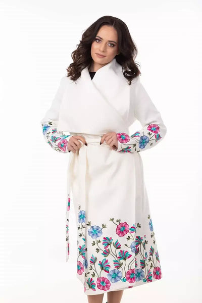 Palton Elegant Dama Alb Ana Maria Broderie | Rori Fashion