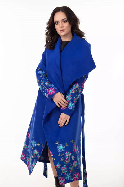 Palton Elegant Dama Albastru Ana Maria Broderie | Rori Fashion