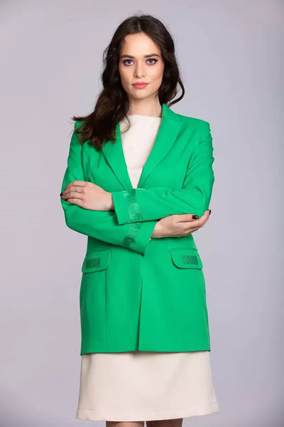 Sacou Dama Elegant Verde Cu Broderie Ruxandra | Rori Fashion